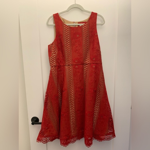 NEW ANTHROPOLOGIE Georgia Lace Dress Red - Picture 4 of 8
